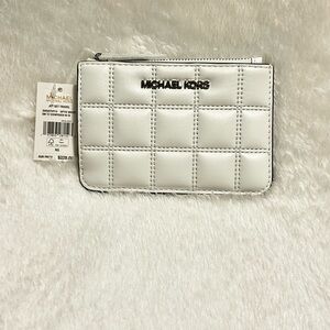 Michael Kors Jet Set Travel Quilted Coin Pouch |Optic White | NWT
